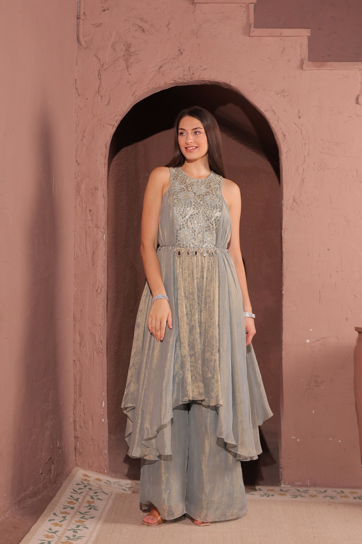 Aeris asymetric kurta with plazzo