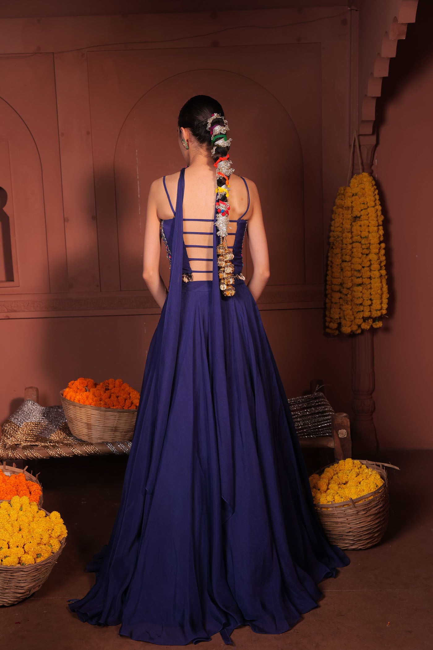 Meheriya Short Blouse with Skirt