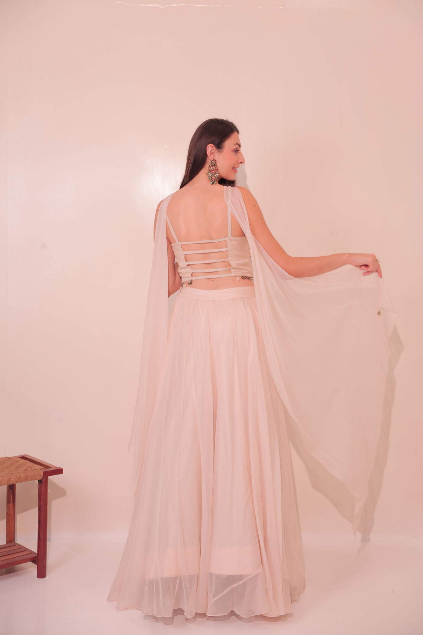 Meheriya Short Blouse with Skirt