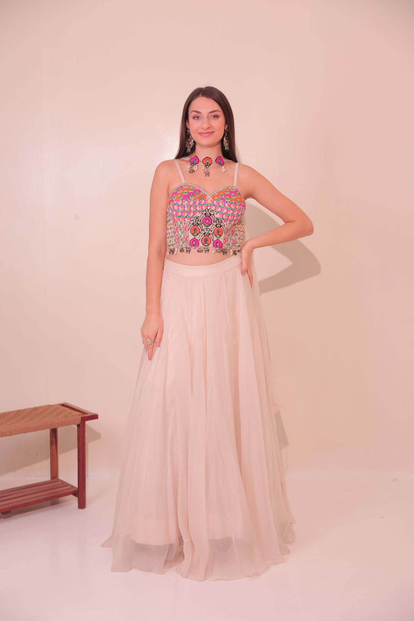 Meheriya Short Blouse with Skirt