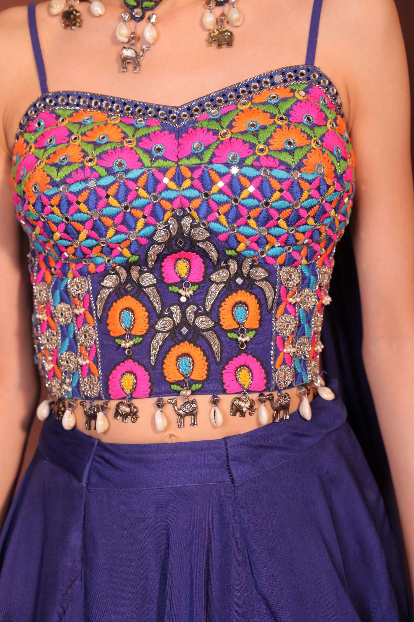 Meheriya Short Blouse with Skirt