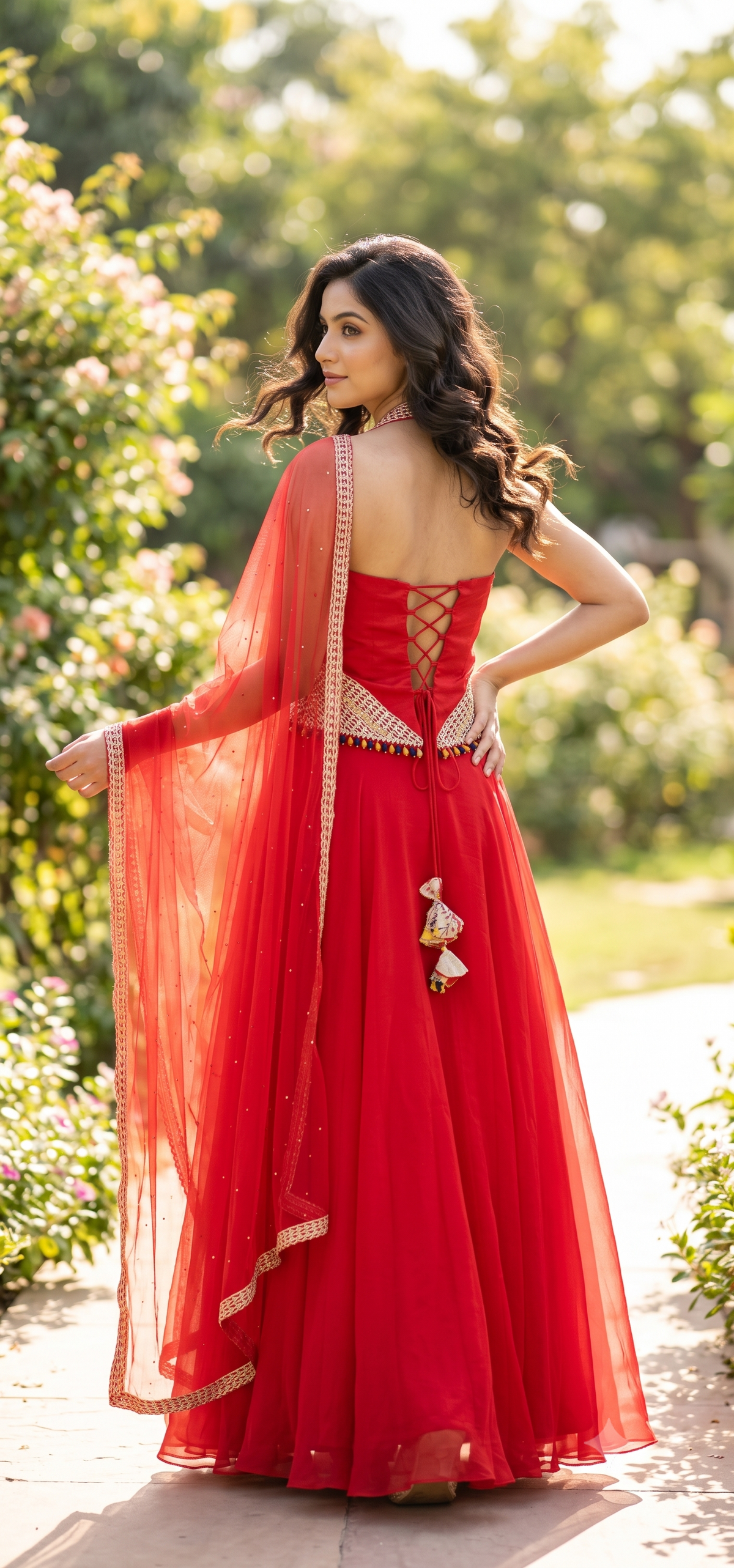Saniya Red Peplum Corset Set