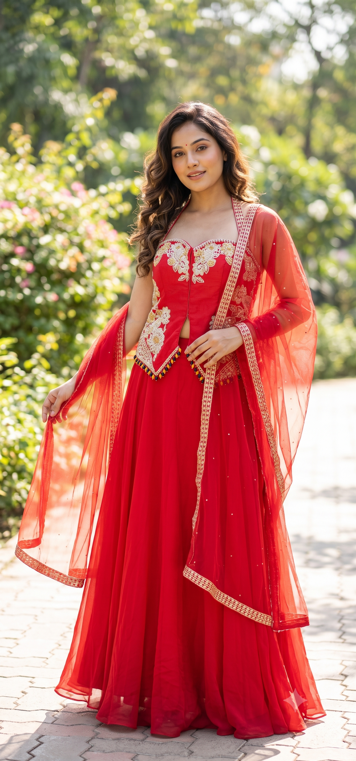 Saniya Red Peplum Corset Set