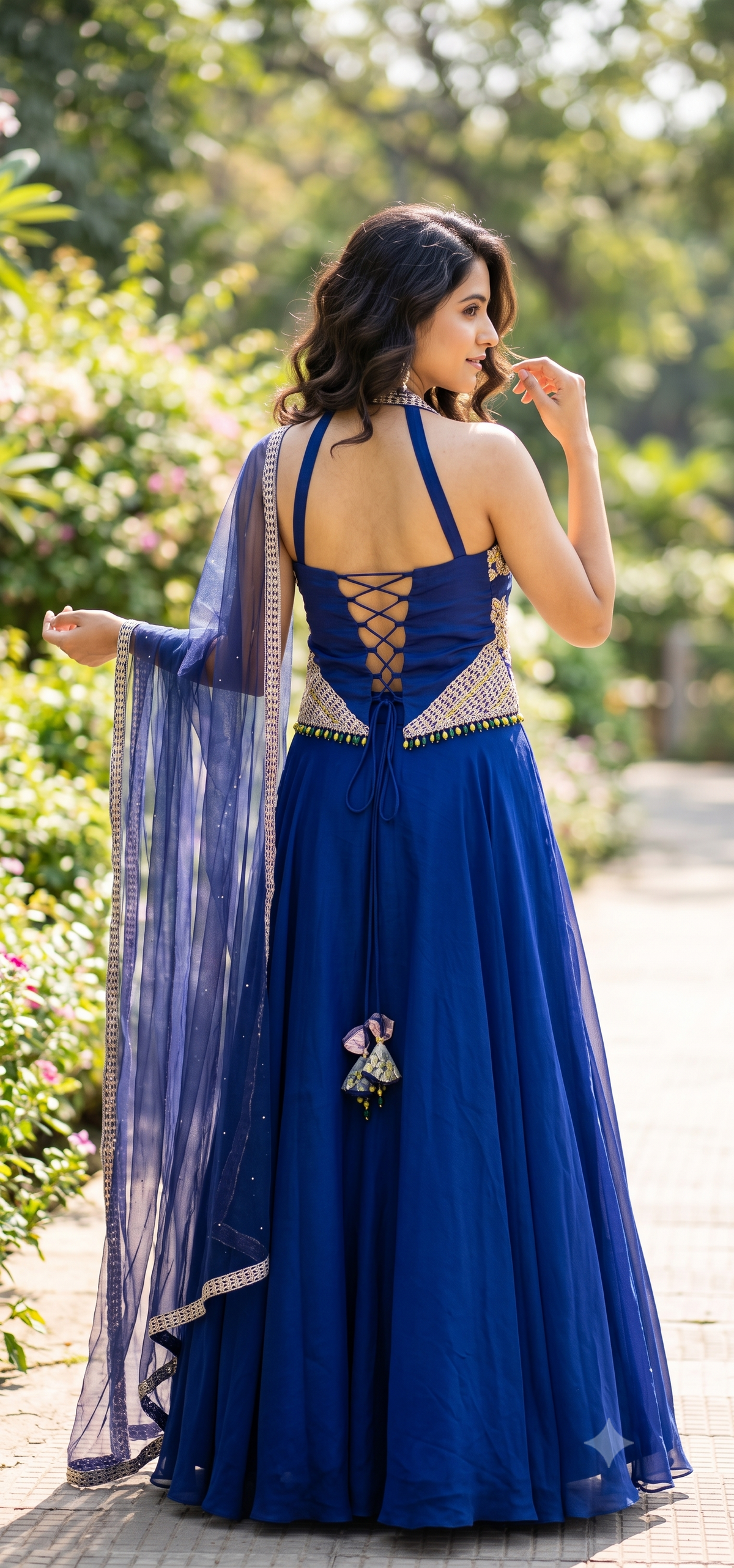 Saniya Blue Peplum Corset Set