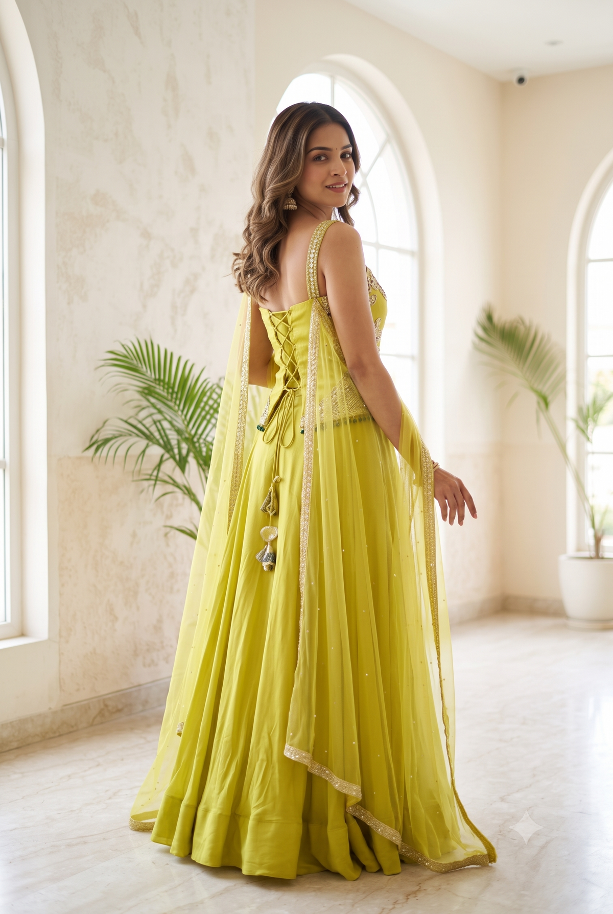 Saniya Yellow Peplum Corset Set