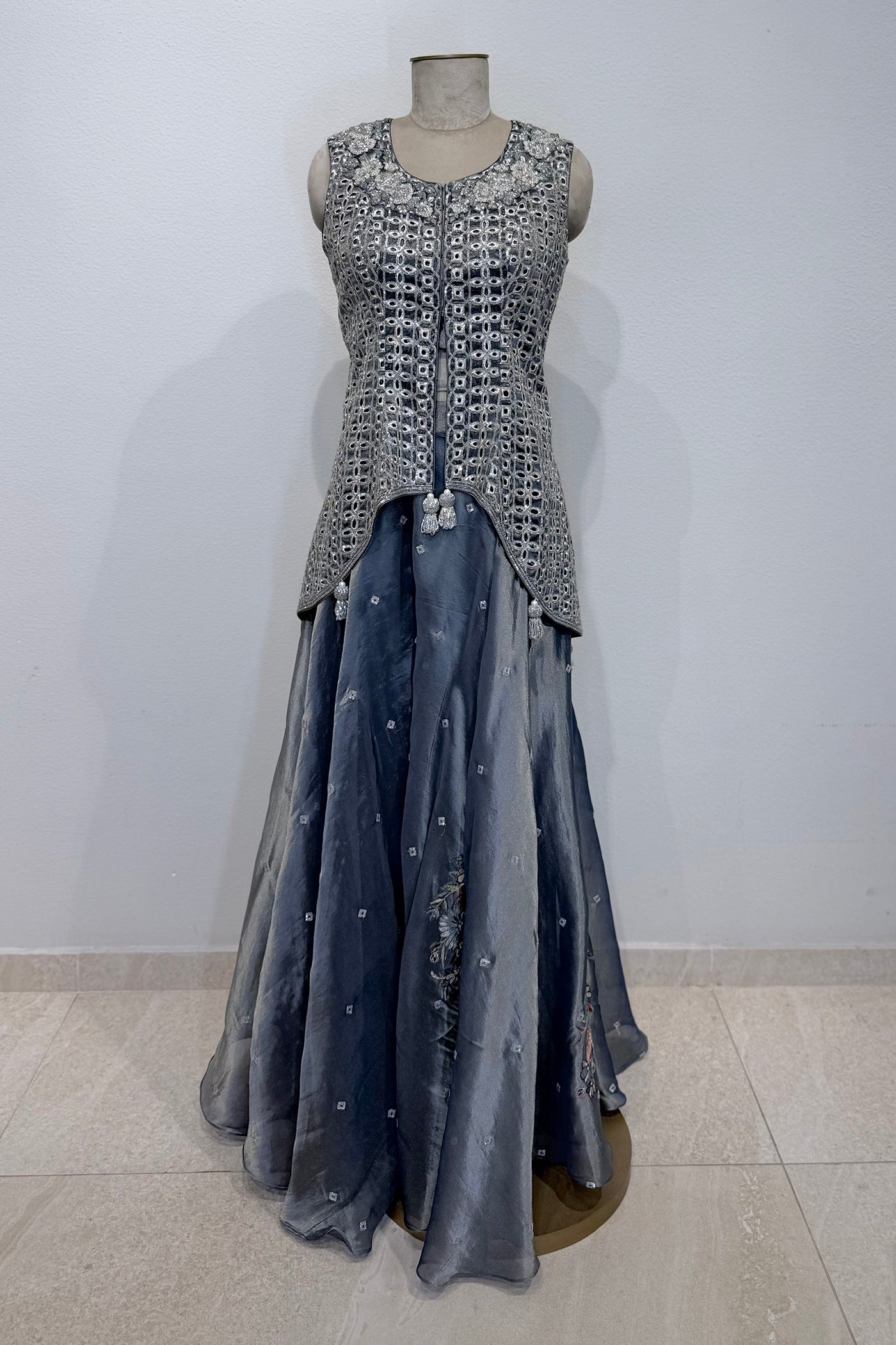 Vaidehi Kanchipuram Jacket with Blouse and Flared Palazzo