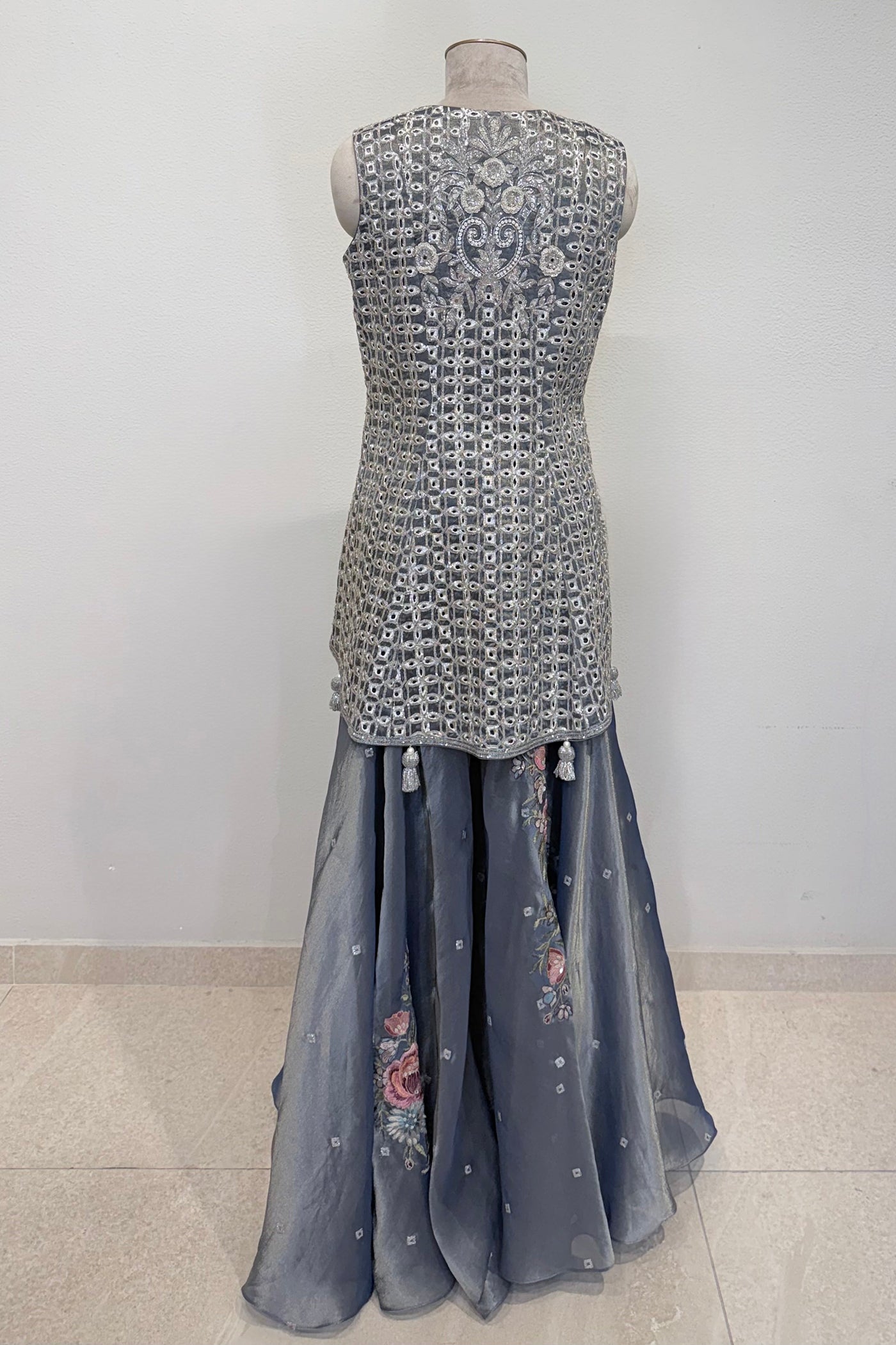 Vaidehi Kanchipuram Jacket with Blouse and Flared Palazzo