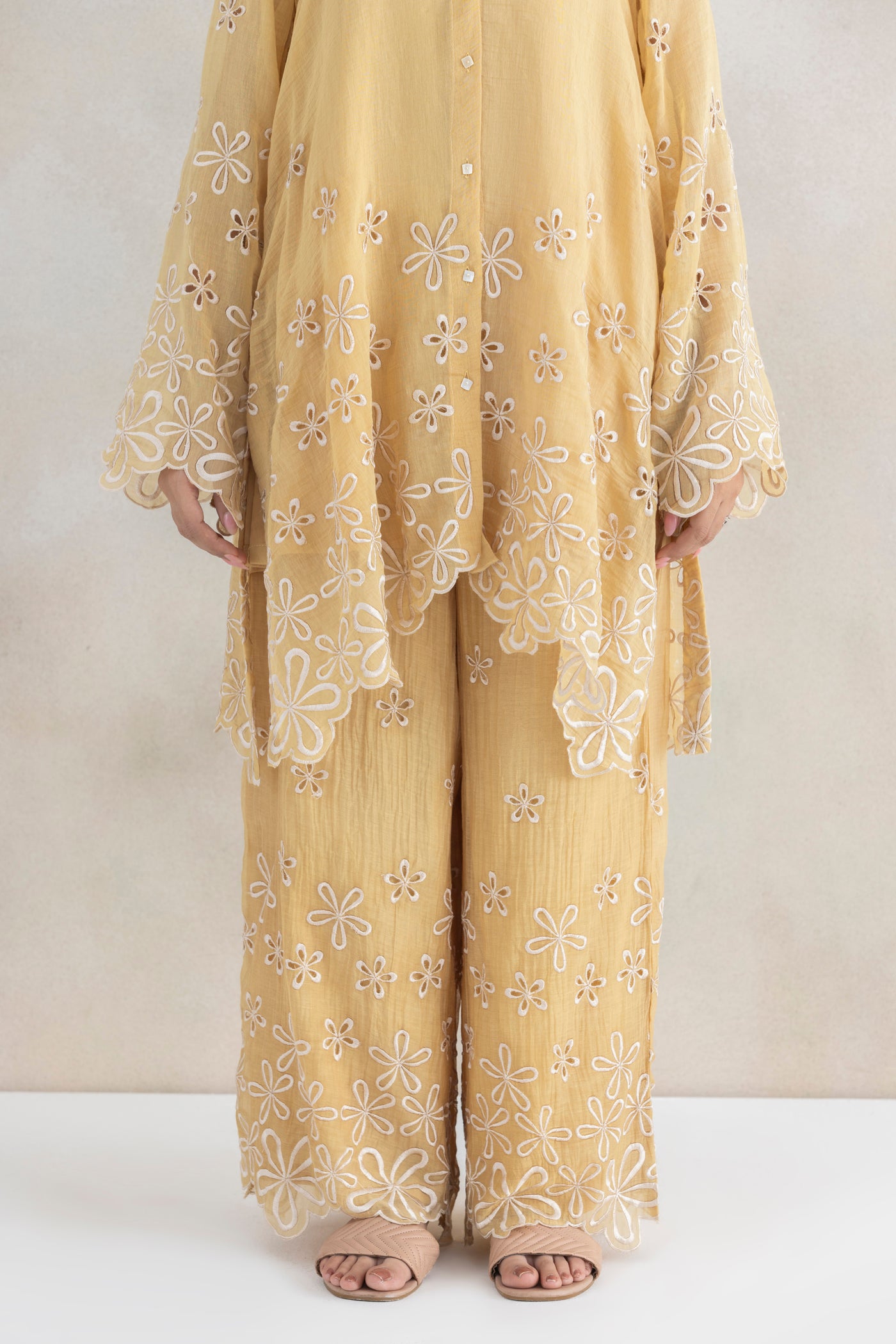 Ivory Cutwork Palazzo Set