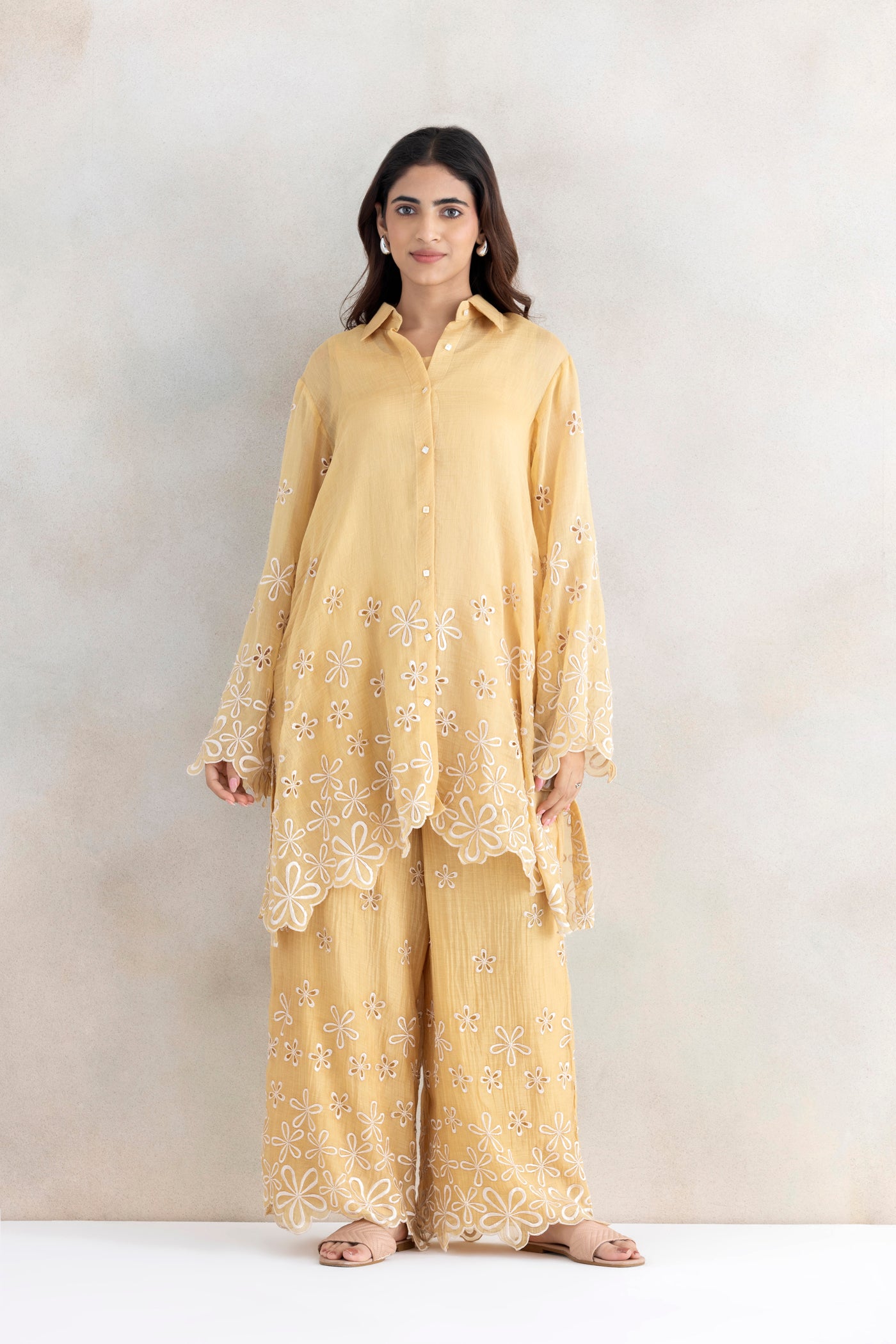 Ivory Cutwork Palazzo Set