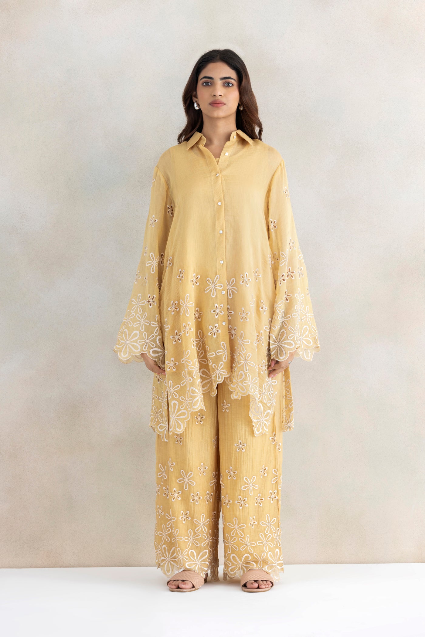 Ivory Cutwork Palazzo Set