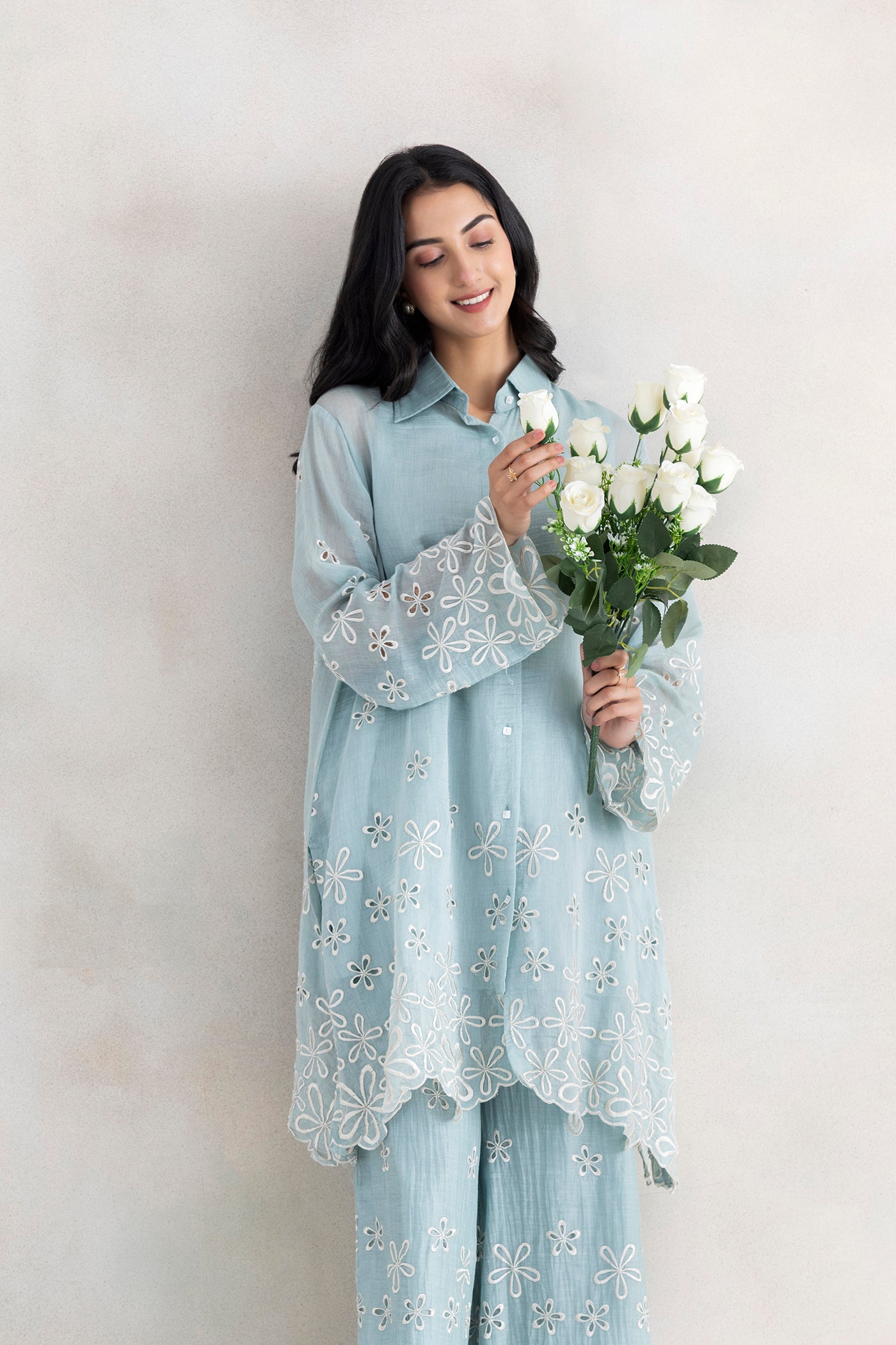 Ivory Cutwork Palazzo Set