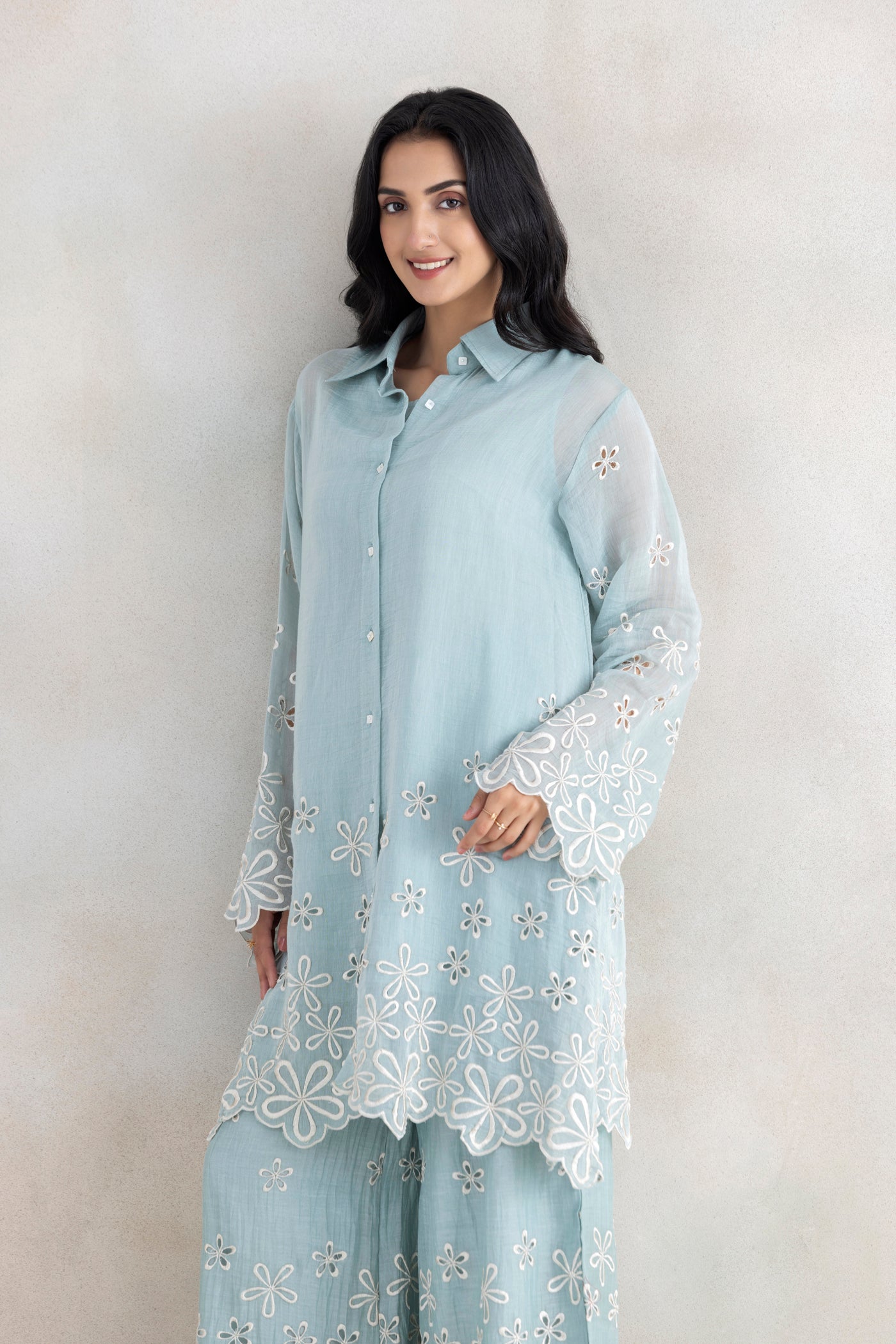 Ivory Cutwork Palazzo Set