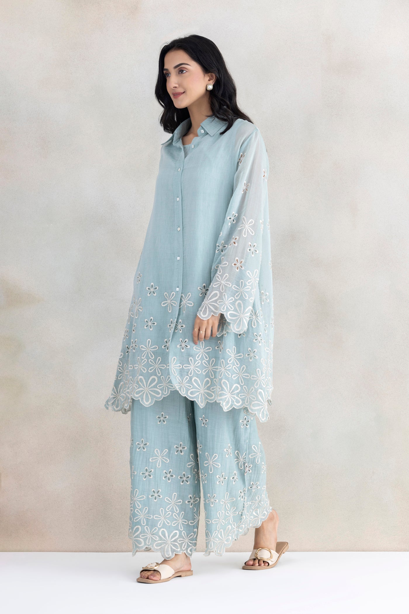 Ivory Cutwork Palazzo Set