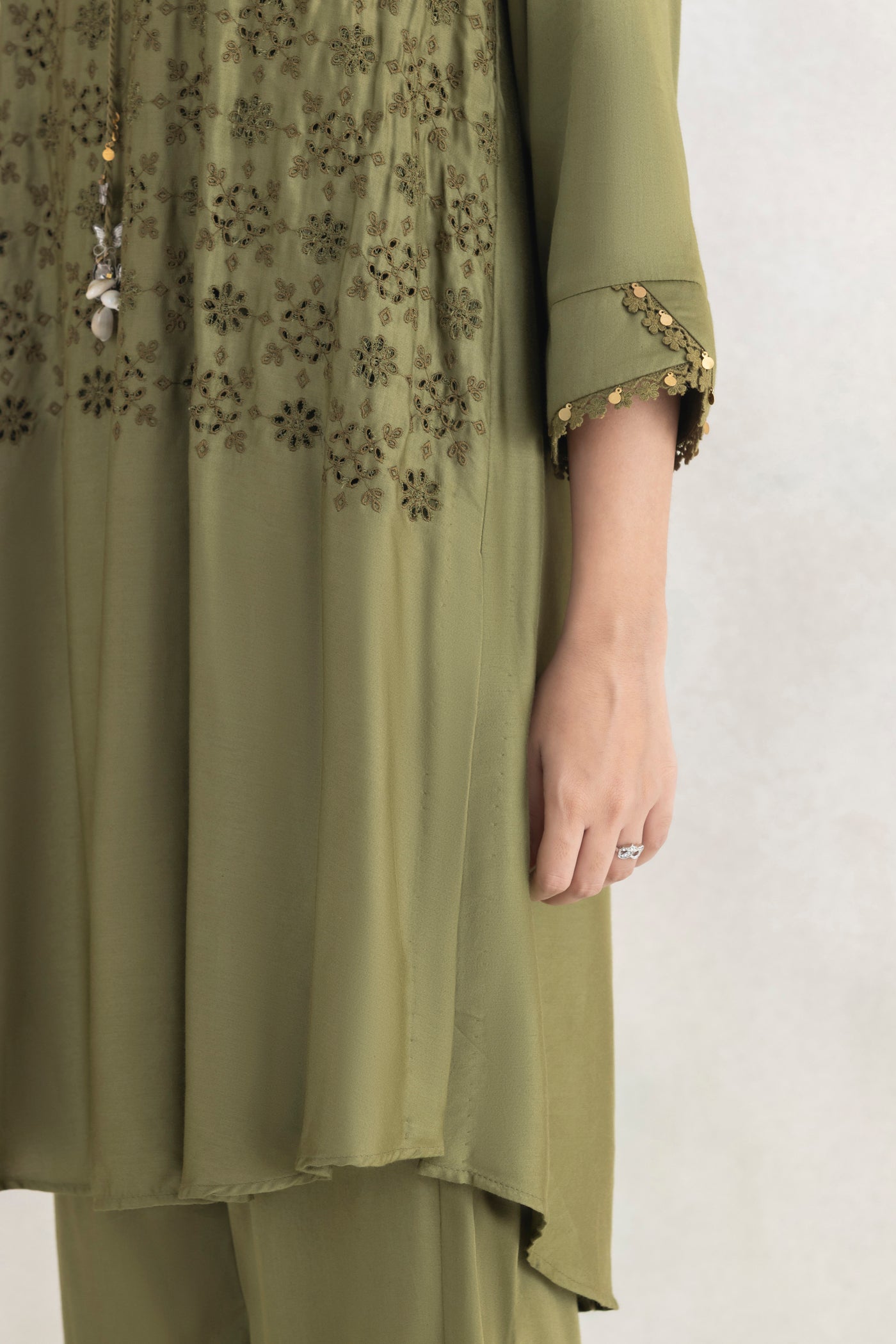 Satin Tassel Kurta Set
