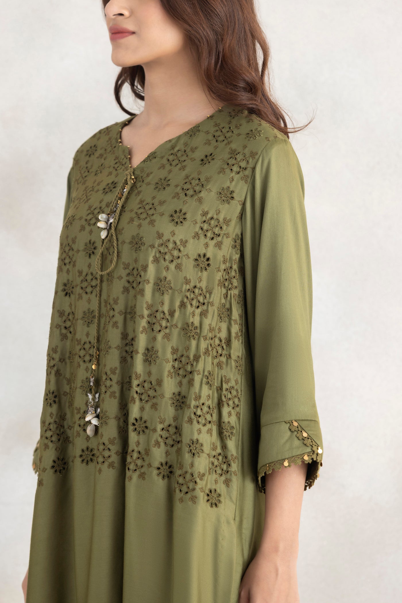 Satin Tassel Kurta Set