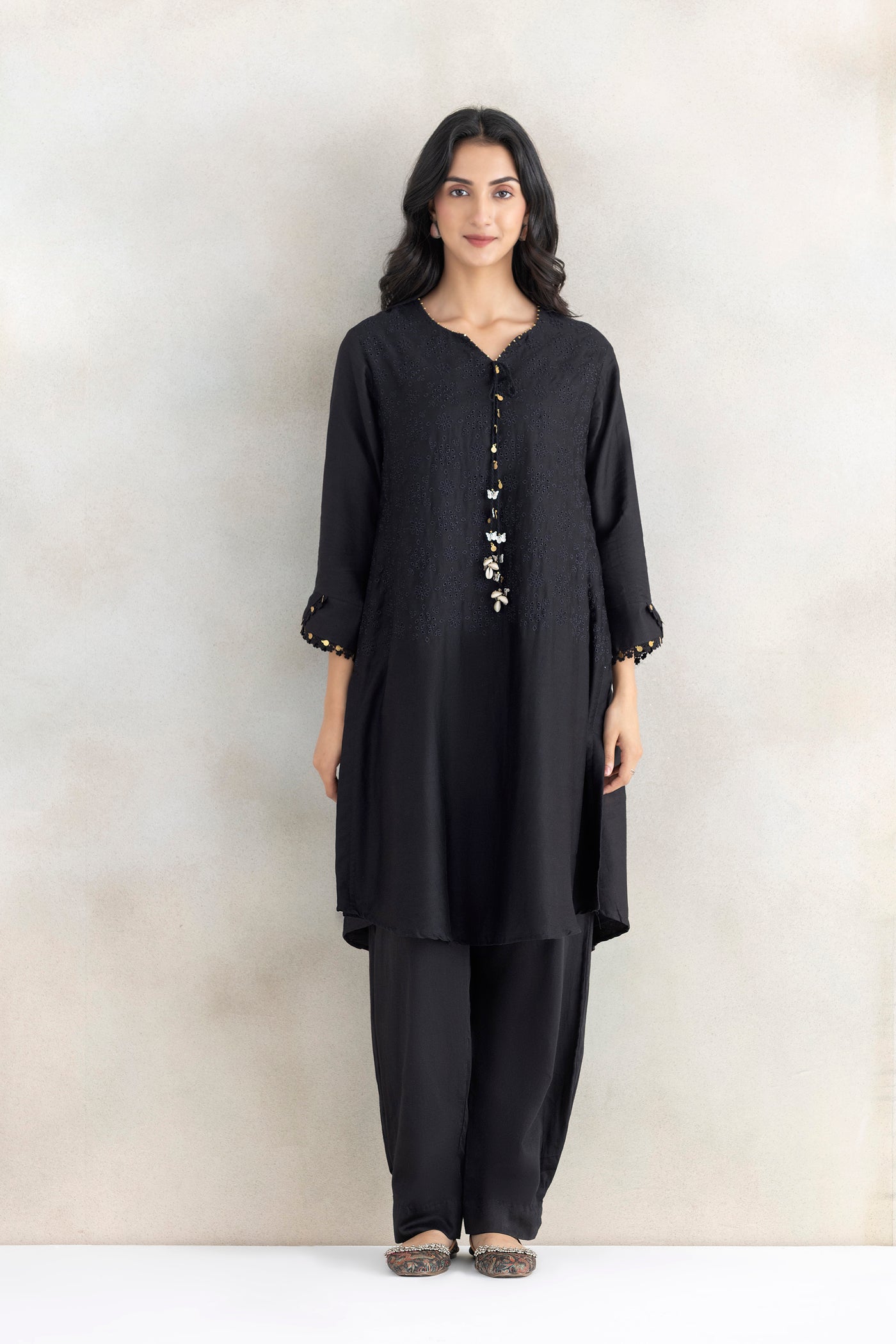 Satin Tassel Kurta Set