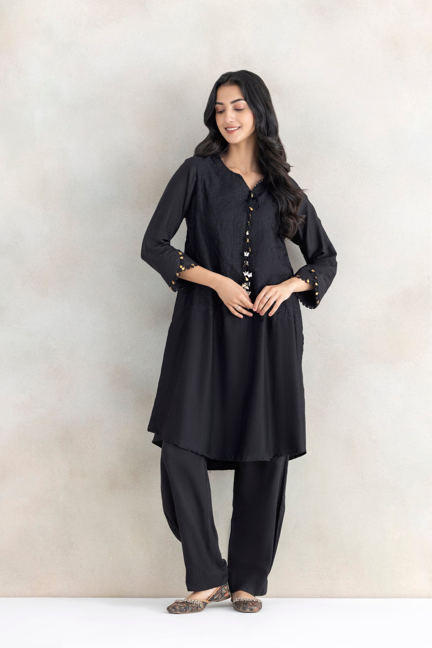Satin Tassel Kurta Set