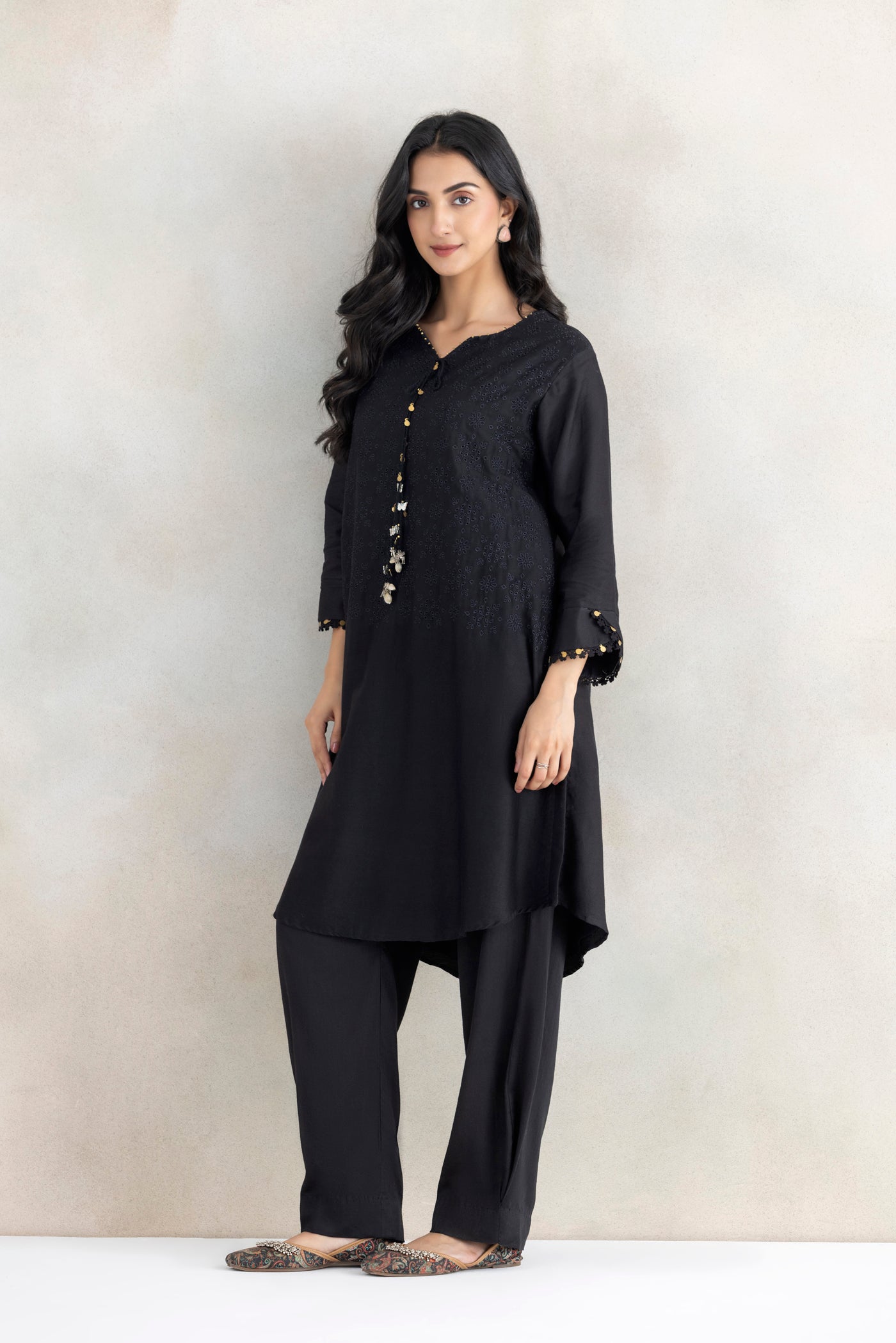 Satin Tassel Kurta Set