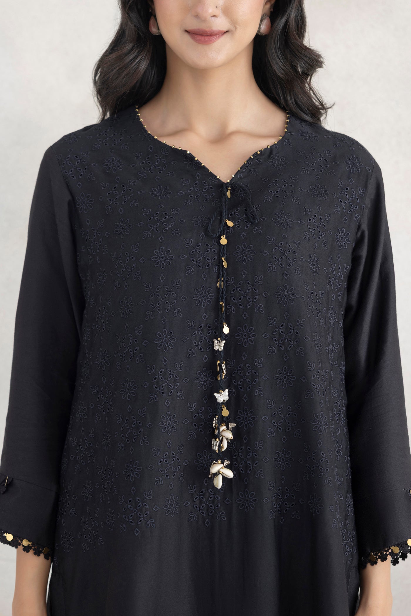Satin Tassel Kurta Set