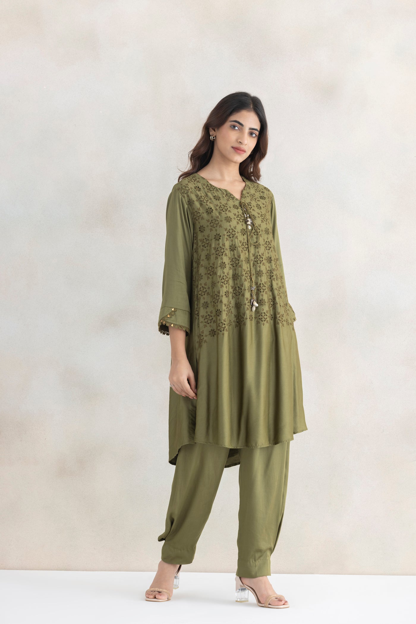 Satin Tassel Kurta Set