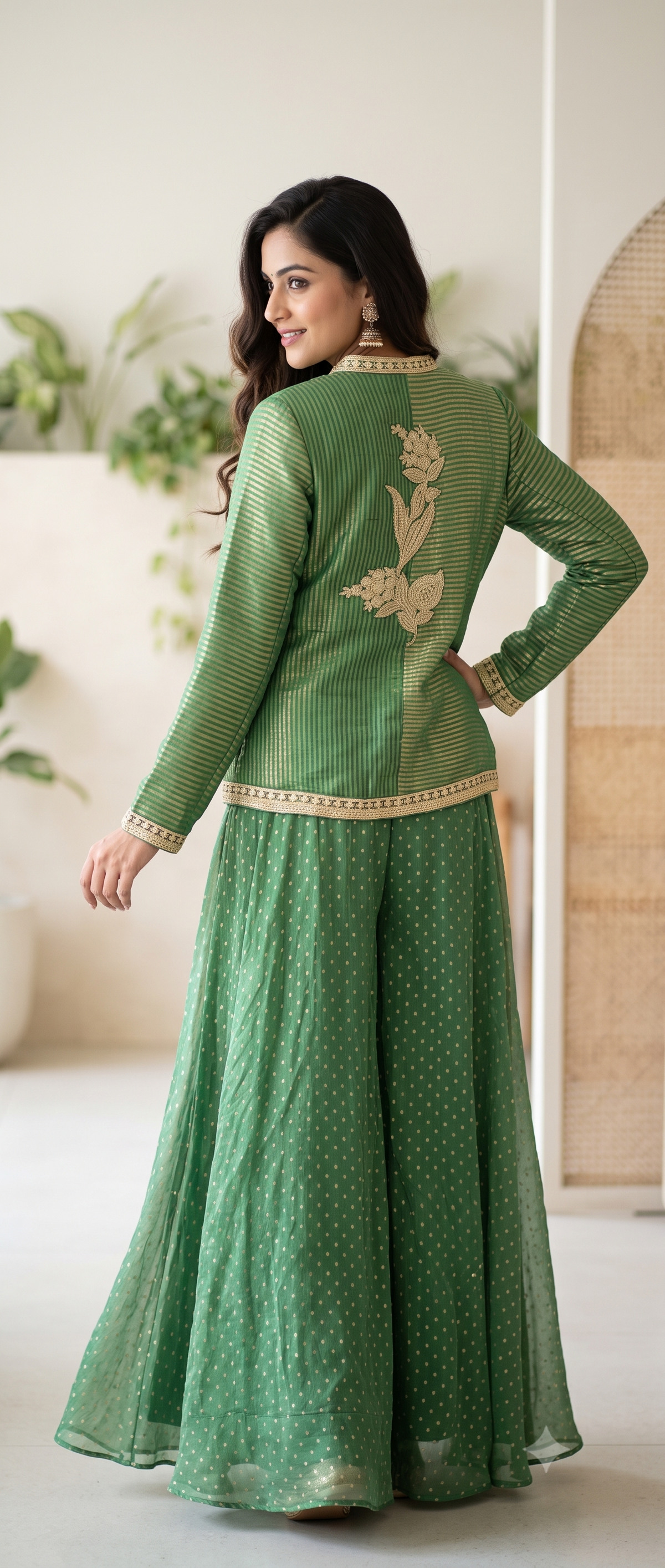 Cleo Green Short Blazer Plazo Set