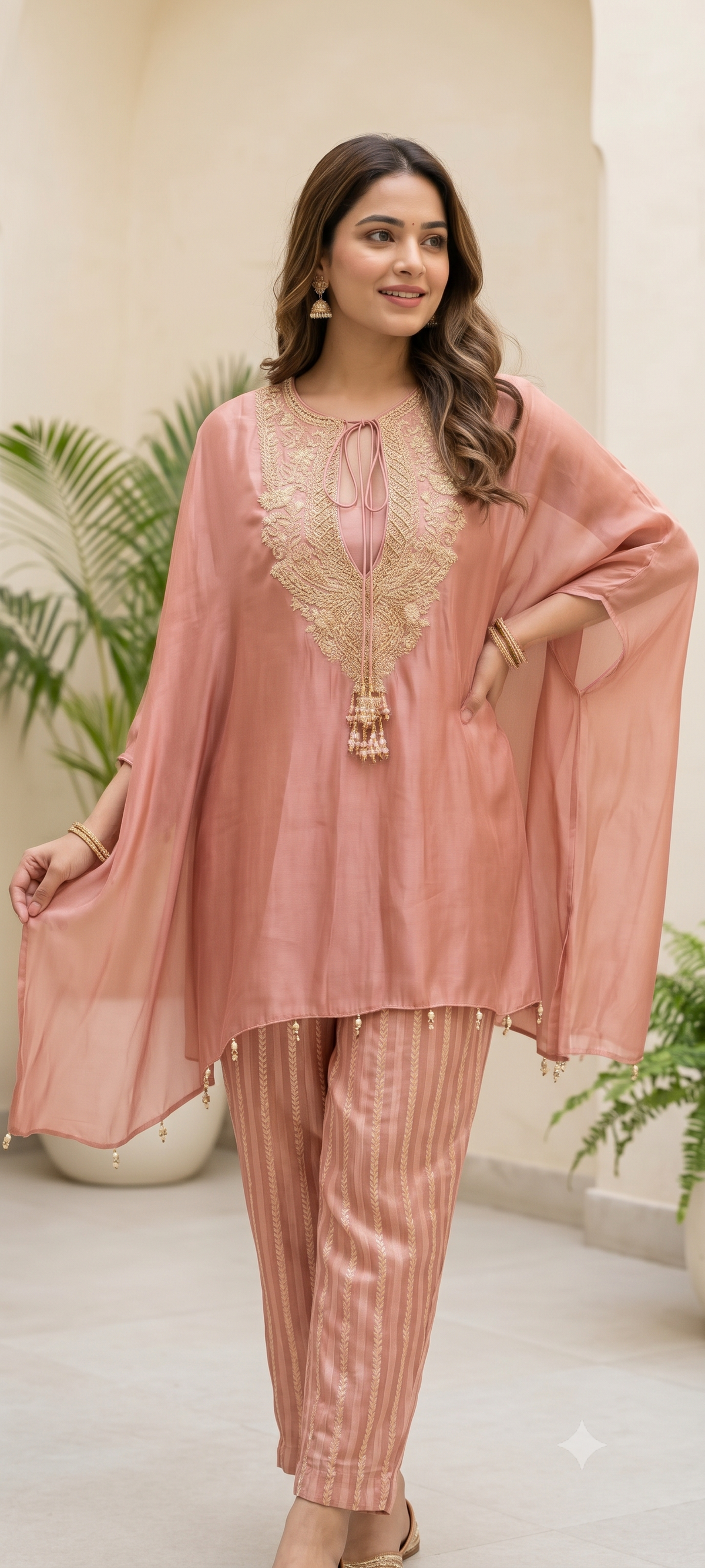 Nira Blush Pink Kaftaan Set