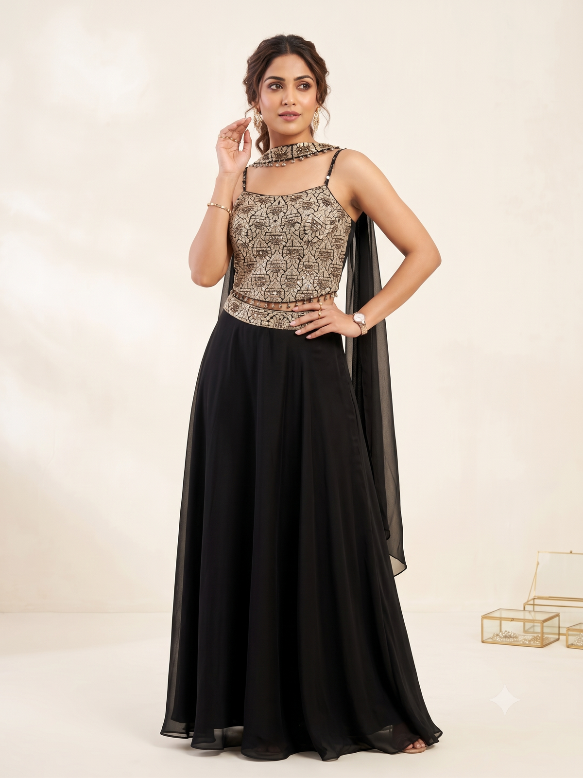 Parisa Black Corset Set