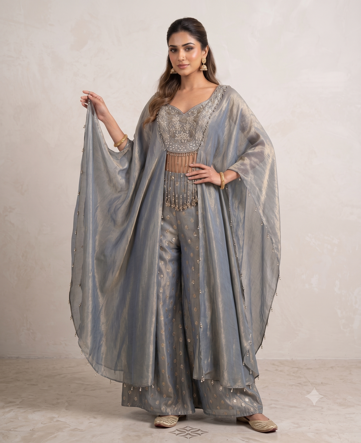 Amina Ice Blue Plazo Set