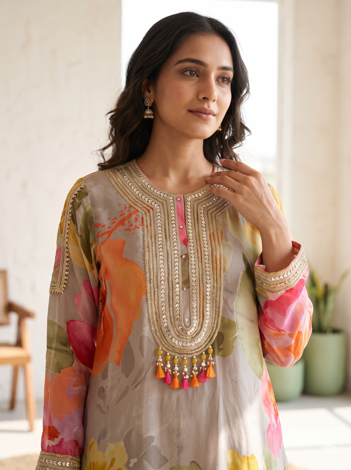 Zeenat Floral A-line suit