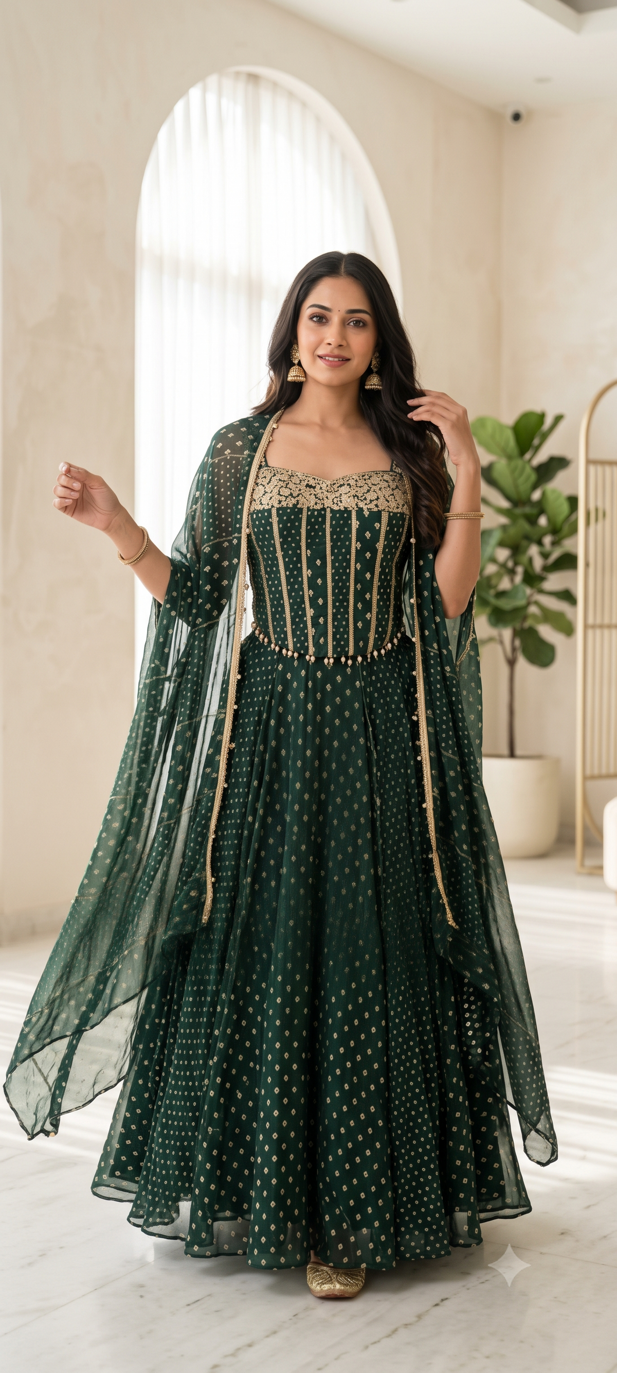 Kaia Forest Green Corset Plazo Set
