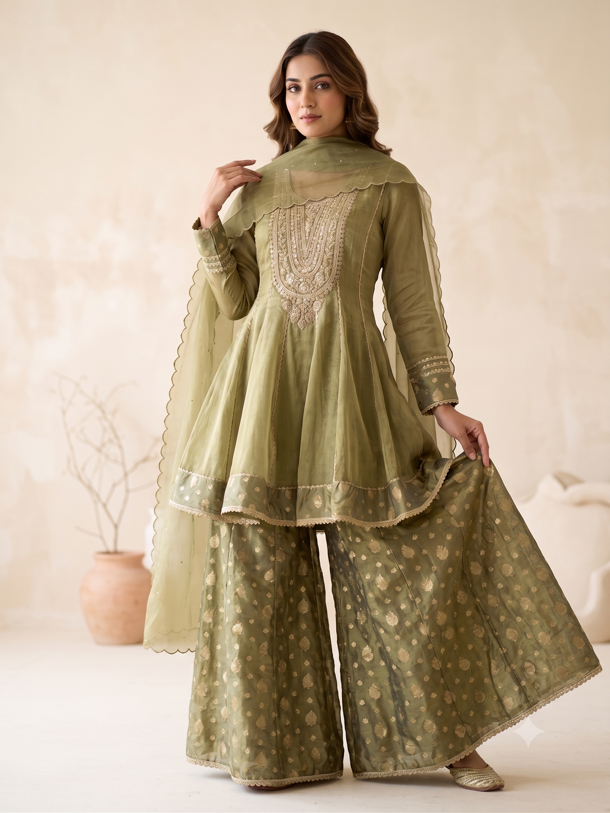 Rae Green Anarkali Set
