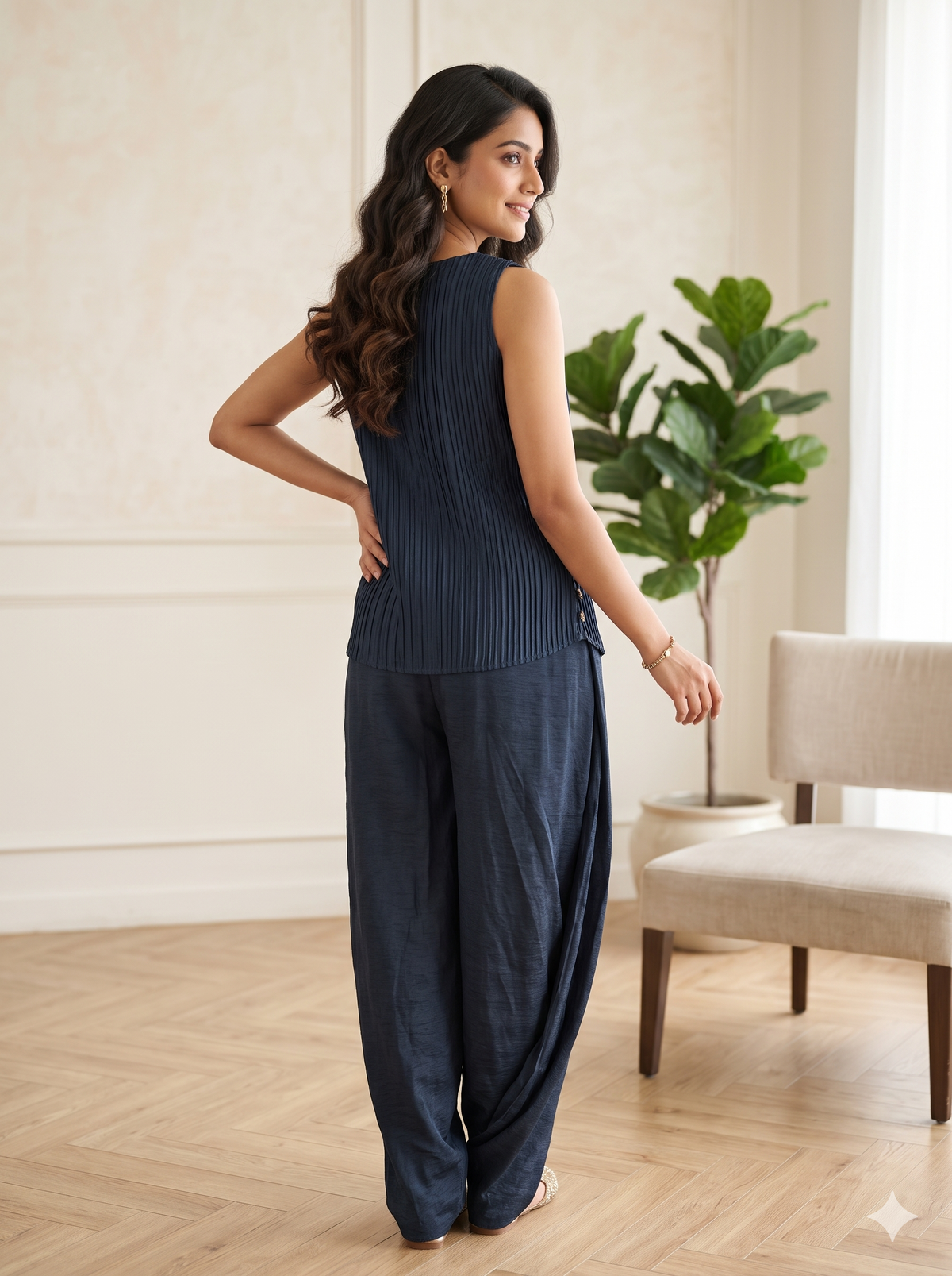 Adela Midnight Blue Peplum Set