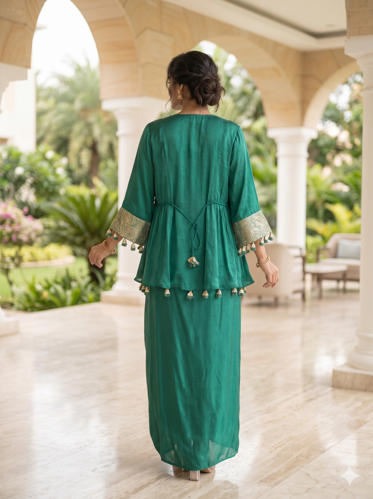 Rosalia Emerald Green Drape Skirt with Peplum