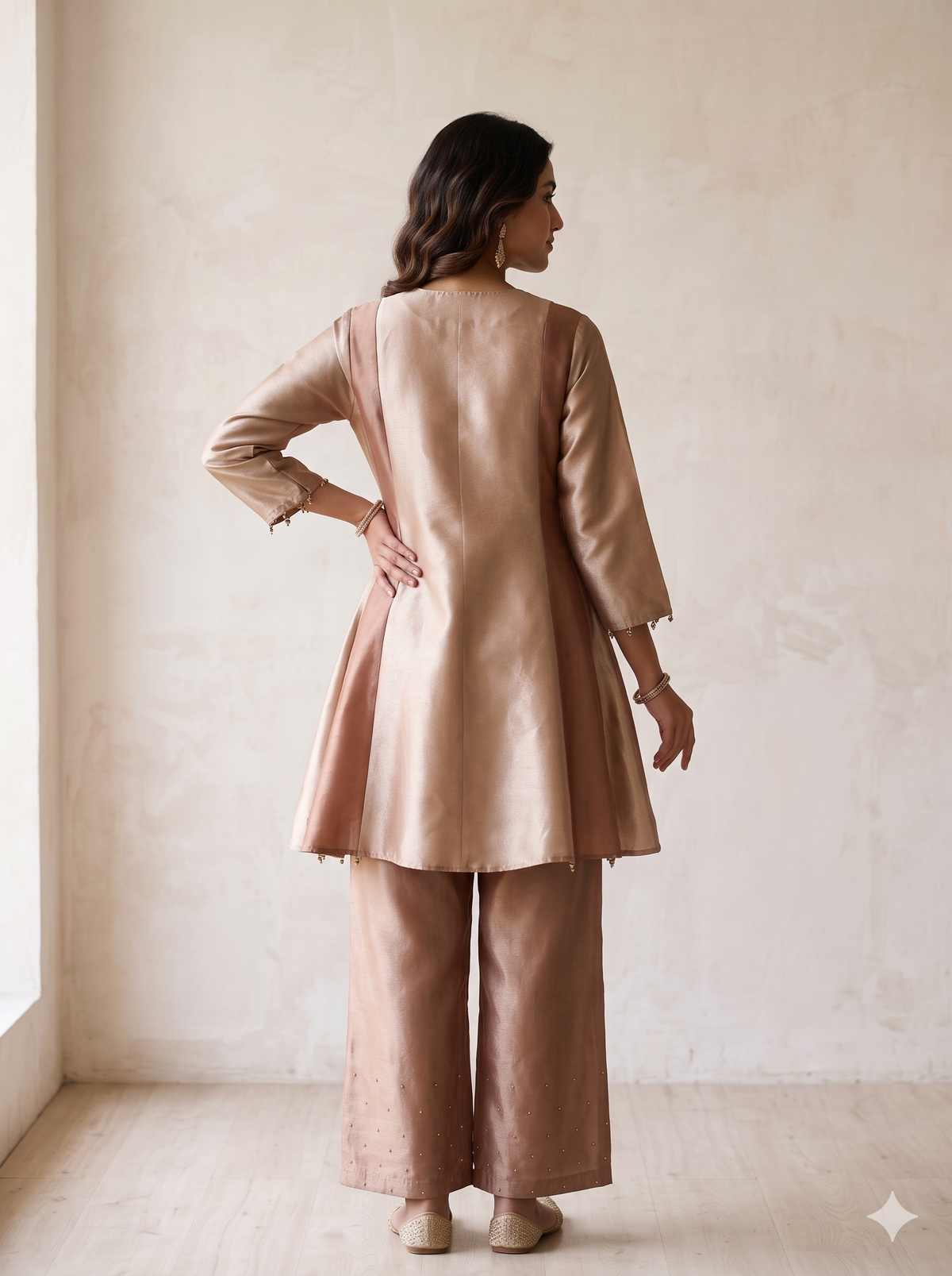 Noa Gold Brown Short Anarkali with Salwar