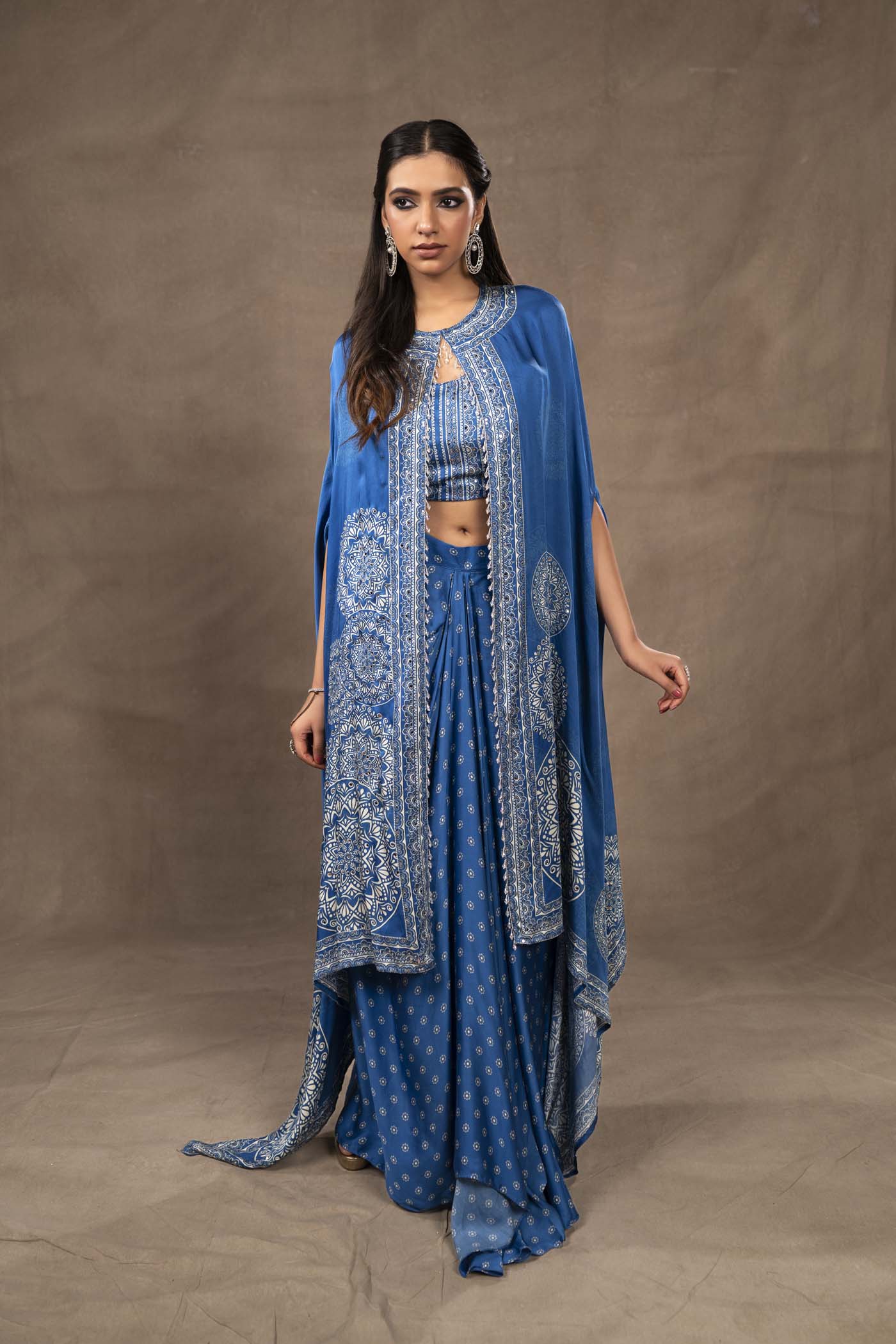 Vera Dhoti And Cape Set With Bustier