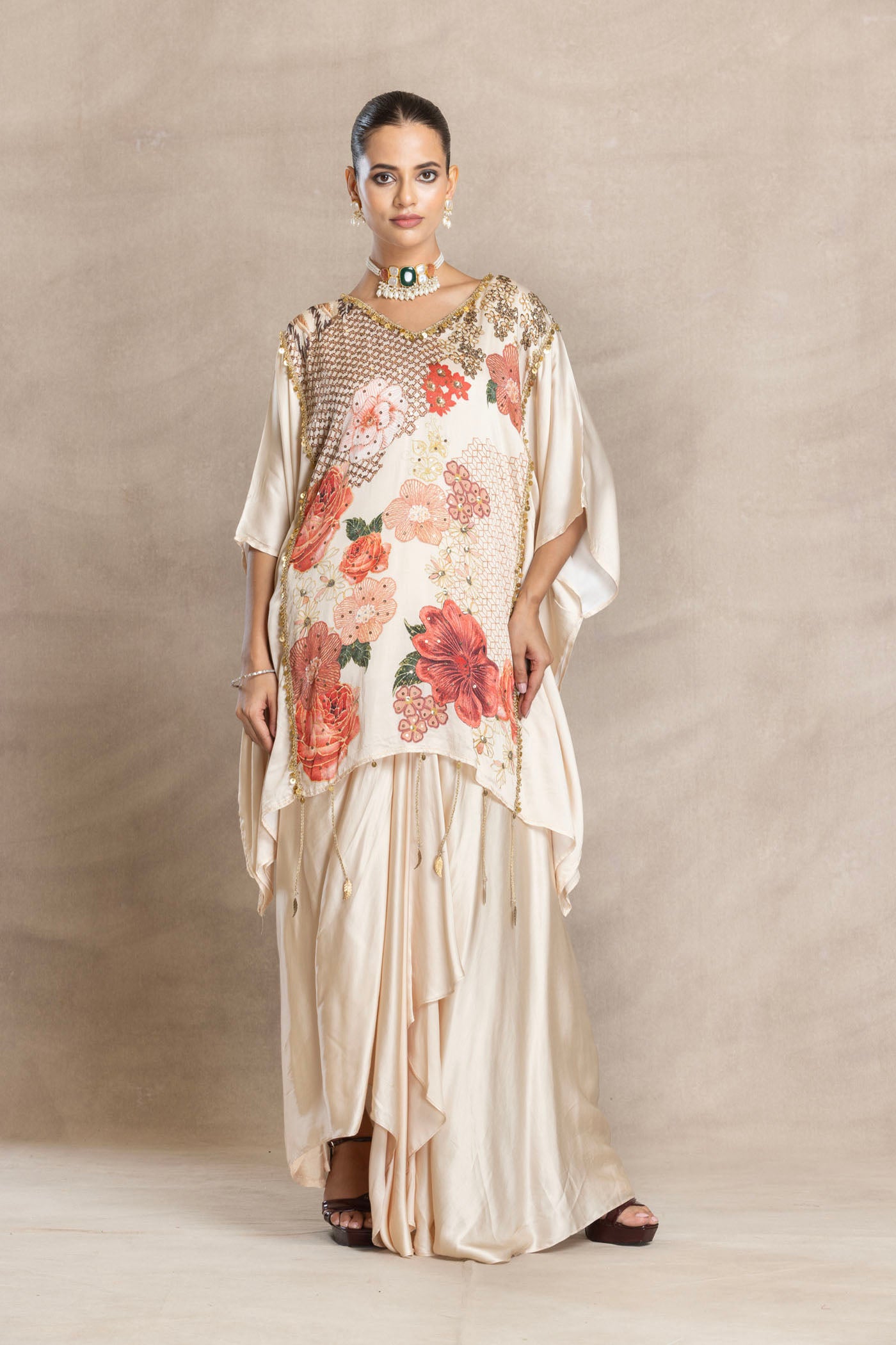 COVE Short Kaftan with Drape Skirt