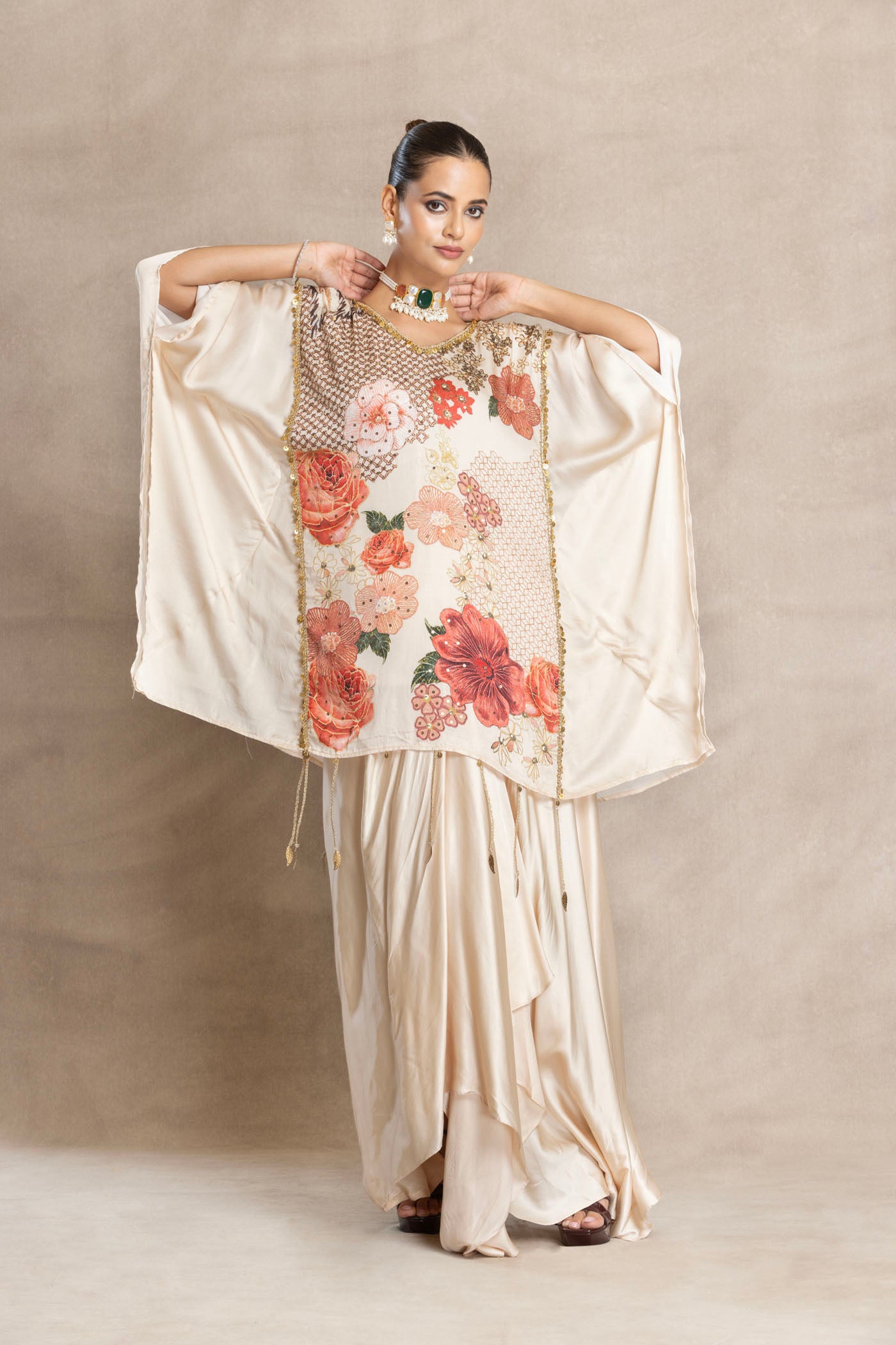 COVE Short Kaftan with Drape Skirt