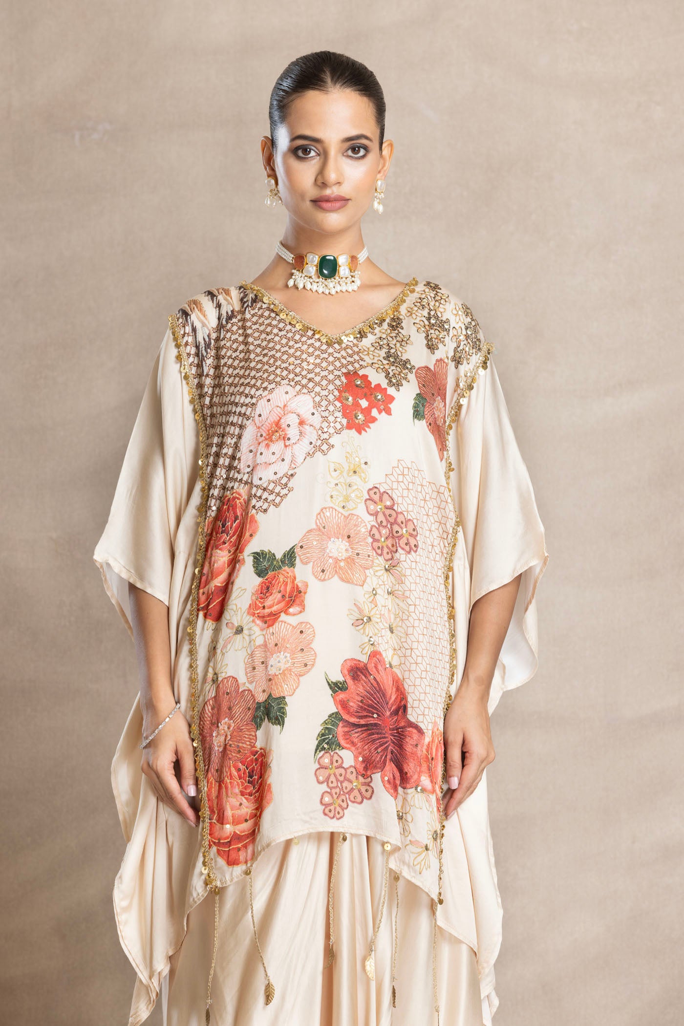 COVE Short Kaftan with Drape Skirt