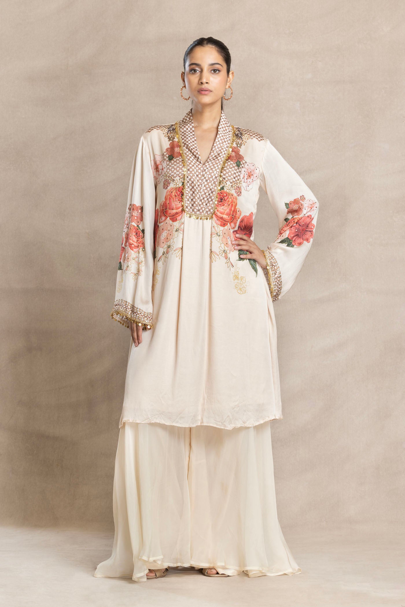 OCEAN A-line Long Kurta with Flared Palazzo