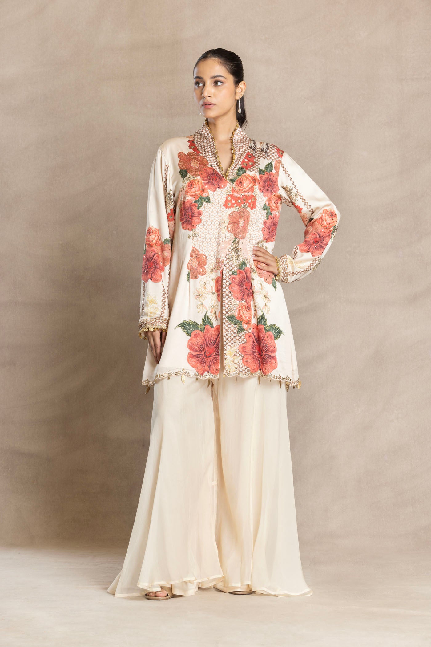 KIKI Short Kurta with Flared Asymmetric Palazzo