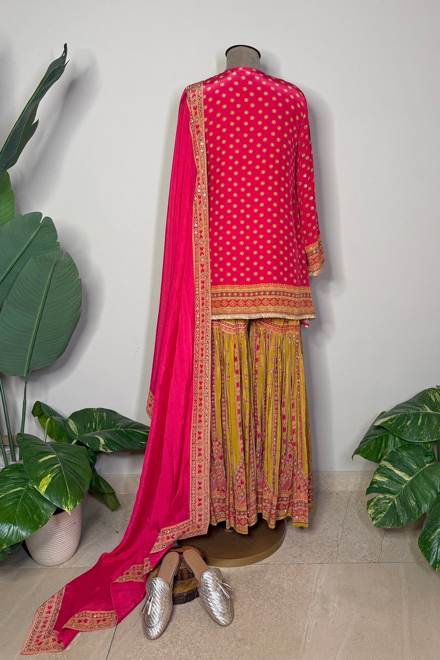 Srishti Printed Crepe A-Line Short Kurta with Garara and Dupatta