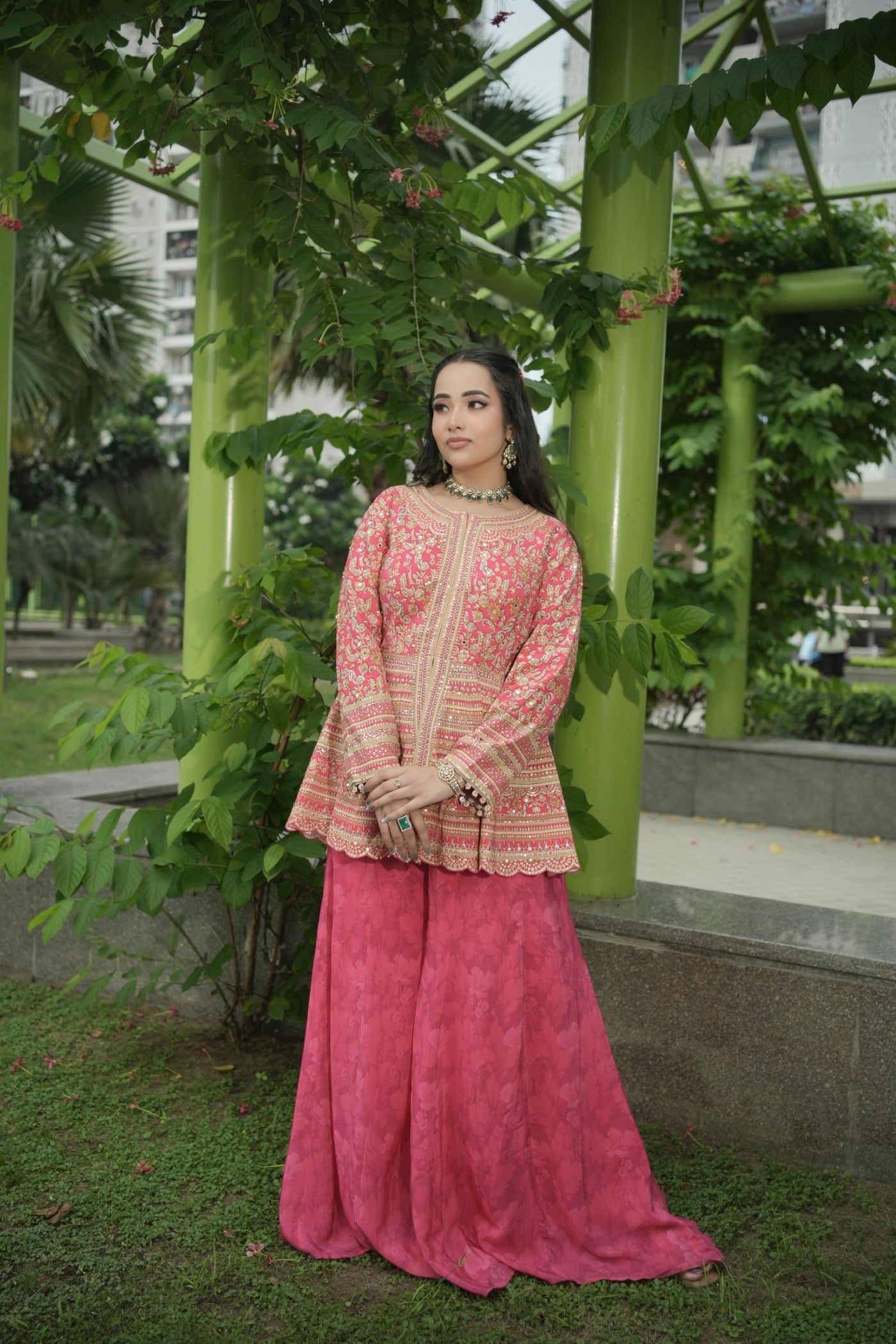 Jugni Peplum Top and Sharara Set