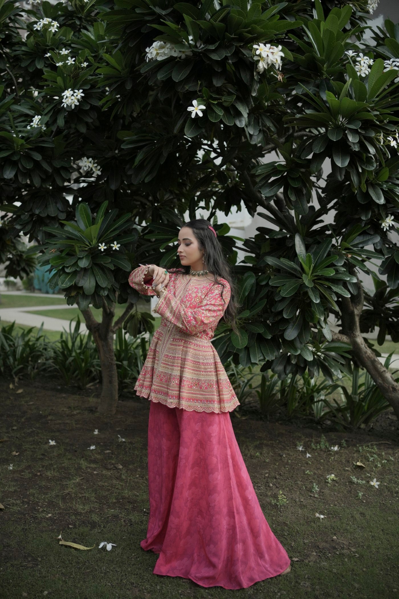 Jugni Peplum Top and Sharara Set