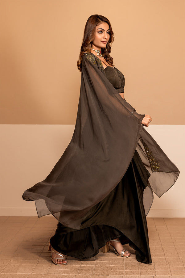 Reese Drape Skirt with Blouse and Cape