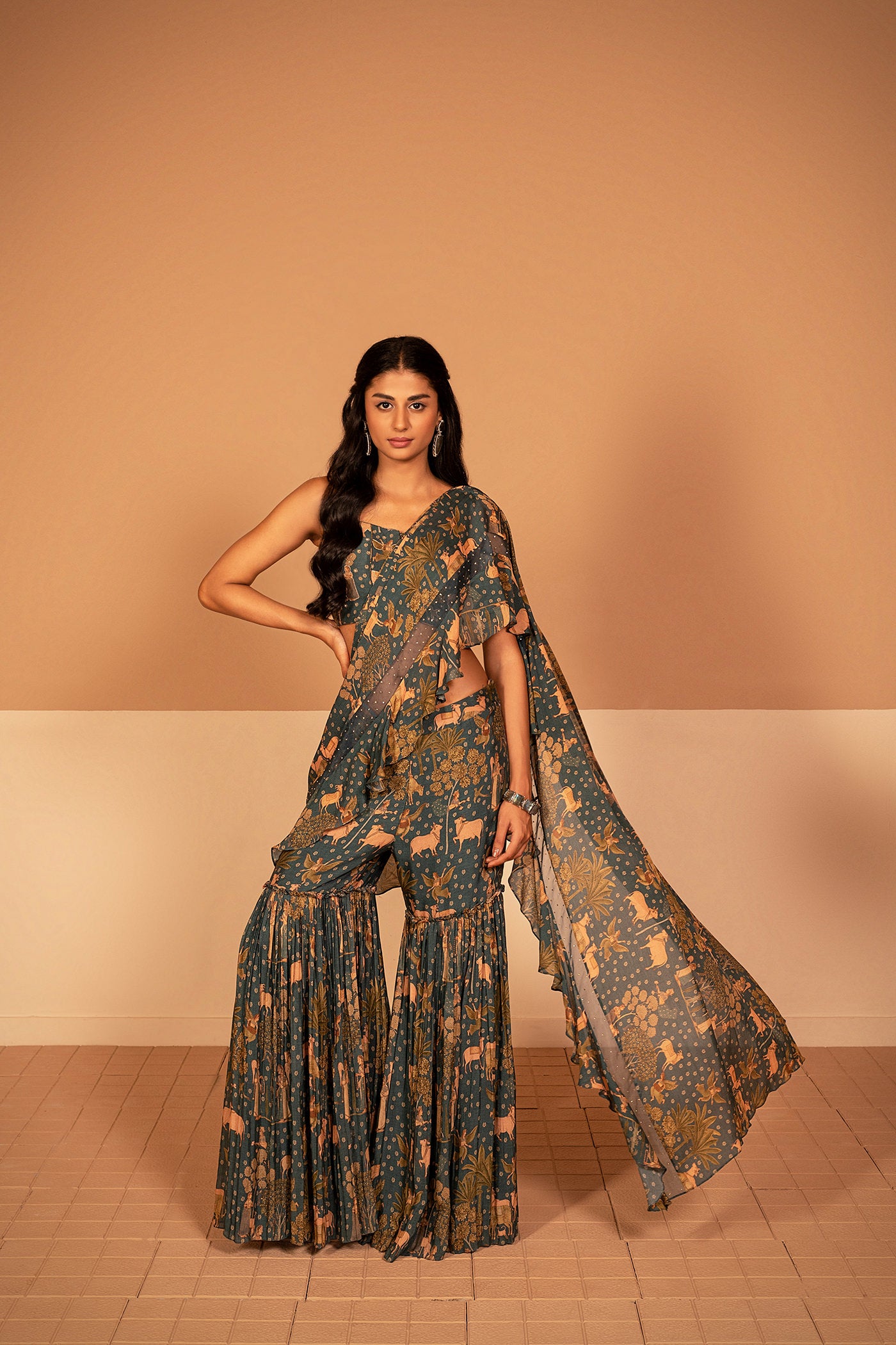 Ruffle Saree