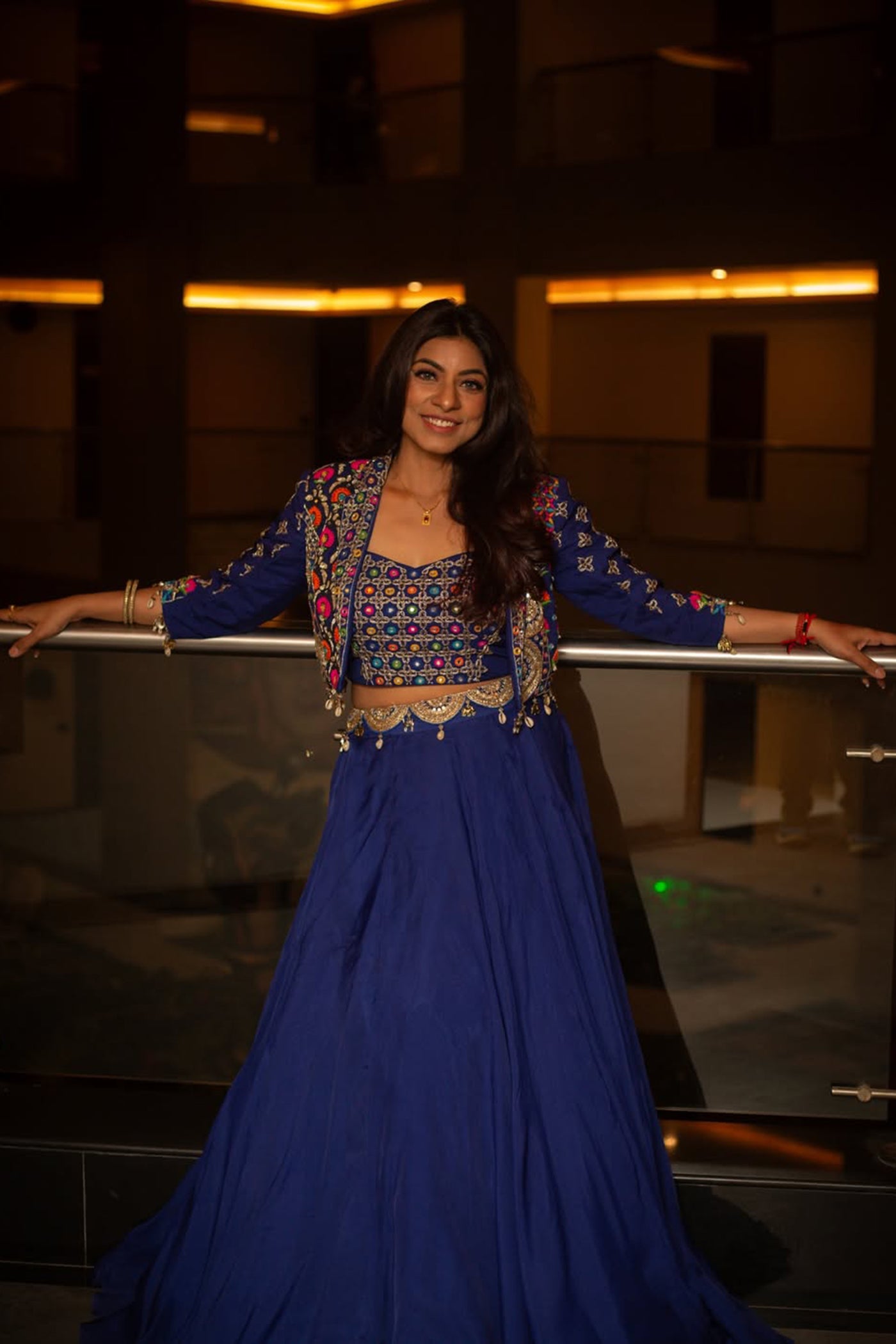 Himani Kapoor In Iraaya Short Jacket with Blouse and Flared Skirt