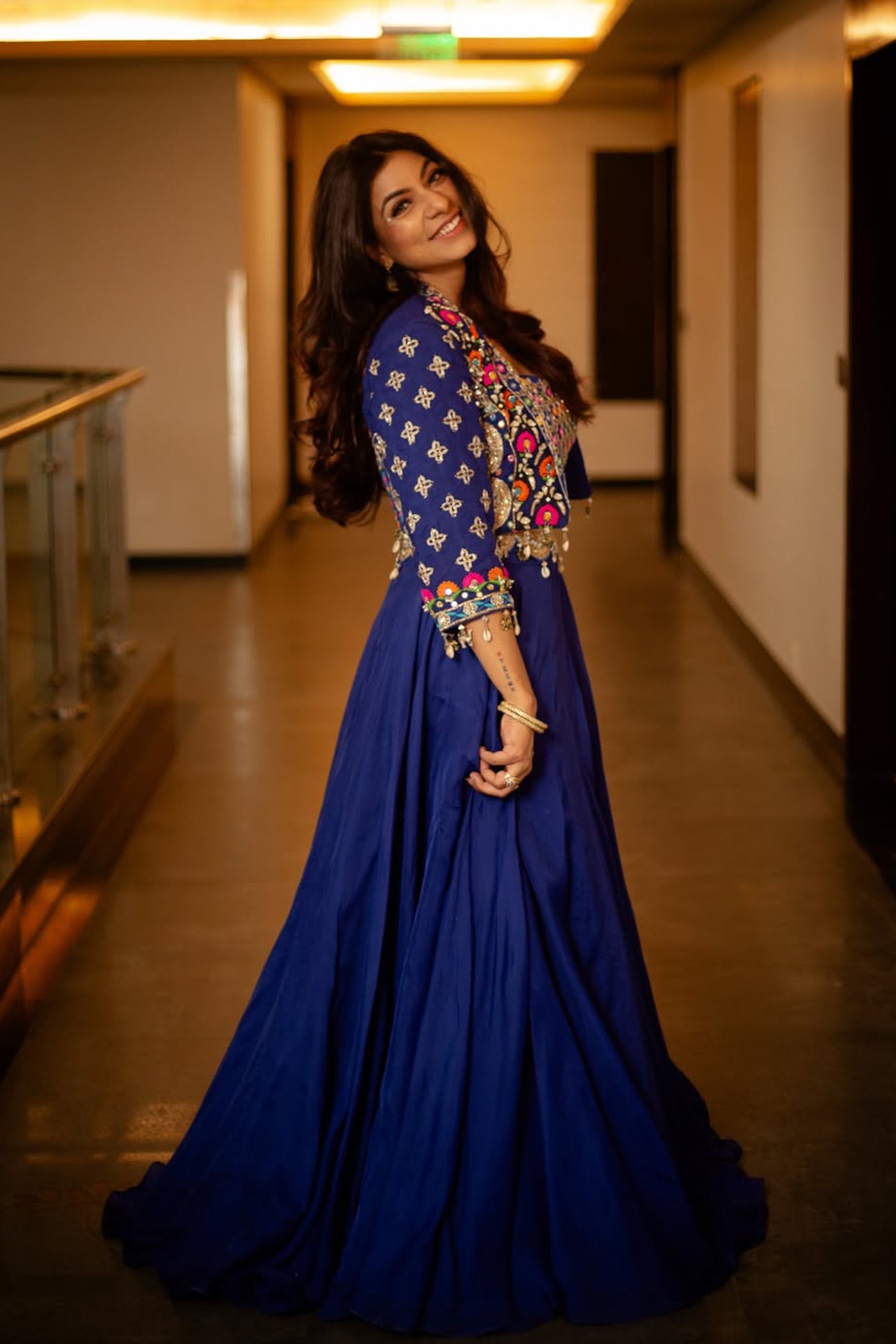 Himani Kapoor In Iraaya Short Jacket with Blouse and Flared Skirt